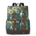 thumbnail image 1 of Balery Delicate White Daisy Jars Mochila de Cuero para Mujeres, Gran Capacidad, Bolsa de Viaje Multifuncional, Mochila de Cuero y Bolsa de Hombro para Mujeres, 1 of 4