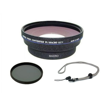 Nikon Coolpix P7800 (High Definition) 0.5x Wide Angle Lens With Macro + 67mm Circular Polarizing Filter + Stepping Ring 40.5-52 + Krusell Multidapt Neck Strap (Black Finish)