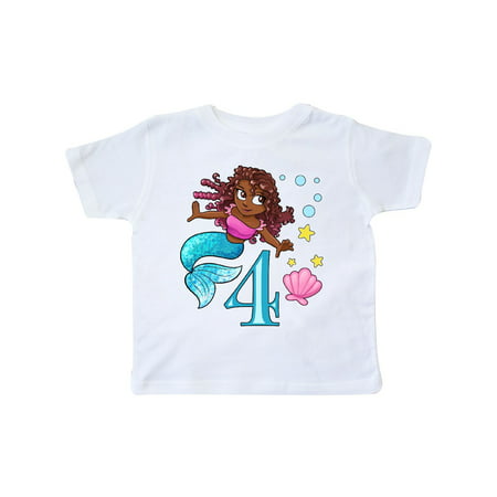 Mermaid Fourth Birthday blue tail Toddler T-Shirt