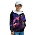 thumbnail image 3 of Chaqlin Purple Horse Fluffy Hooded Jacket for Boys and Girls - kid Fuzzy Sweatshirts Trendy Fall Zip Up with Pockets for Outdoor and Gym, 3 of 7