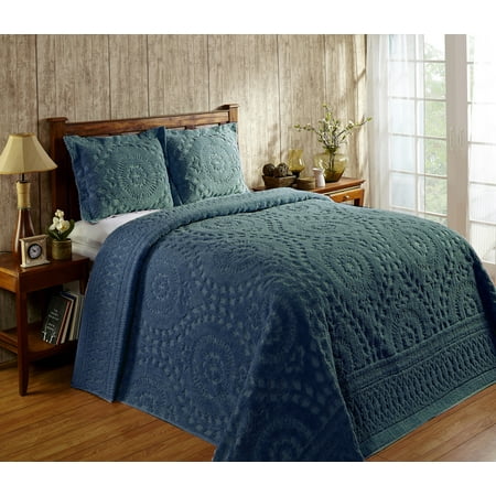 Better Trends 120" x 110" Bedspread For King Size Bed 100% Cotton Soft & Breathable Bedding Luxurious Medallion Design, Machine Washable (Teal) Rio Collection