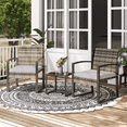 thumbnail image 5 of Bezseller 3-Piece Patio Bistro Set, Outdoor Rattan Furniture Set with Coffee Table Conversation Set, Grey, 5 of 9