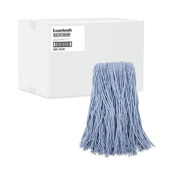 Boardwalk Mop Head Standard Head Cotton/Synthetic Fiber Cut-End #24 Blue 12/Carton 2024B