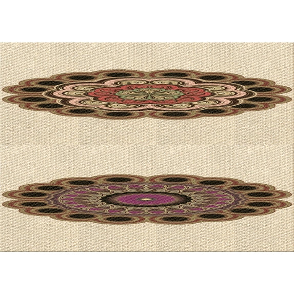 Ahgly Company Indoor Rectangle Patterned Vanilla Gold Area Rugs, 5' x 8'