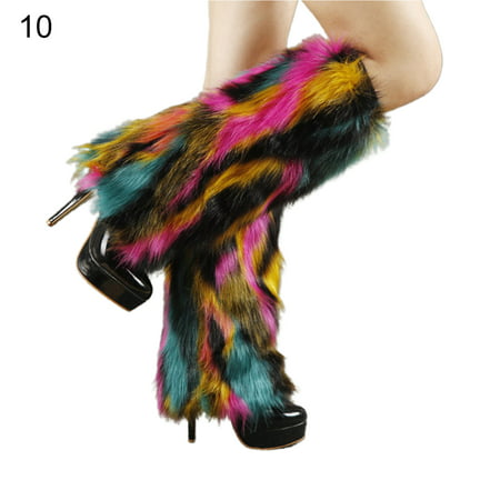 

UDIYO Women Leg Warmers Colorful Furry Faux Fur Fashion Appearance Stretchy Boot Covers for Daily Wear