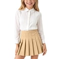 thumbnail image 3 of ITSAME Girls School Uniform Outfits 2-Piece Button Up Shirt & Pleated Skirt with Lining Versatile Casual Set Khaki Size 12, 3 of 10