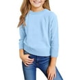 thumbnail image 2 of LTTVQM Light Blue Sweatshirts for Girls Cable Knit 6-7 Long Sleeve Fall Cute Crewneck Sweater Soft Pullovers Trendy Blouse for Child Girls Light Blue 6-7, 2 of 5