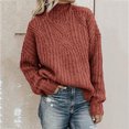 thumbnail image 2 of HAPIMO Sales Casual Cable Knit Sweater for Women Fall Crewneck Long Sleeve Pullover Knitwear Button Decor Lightweight Jumper Top Teen Girls Clothes Rust red M, 2 of 7