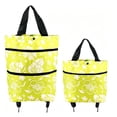 thumbnail image 3 of Rolling Shopping Bag With Wheels Foldable Grocery Tote Floral Print Expandable Carts Pouch, 3 of 8