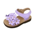 thumbnail image 3 of Hessimy Girls' Sandals - Open Toe Summer Strappy Flat Dress Shoes with Glitters and Secure Hook and Loop Closure(Light Purple,11.5), 3 of 6