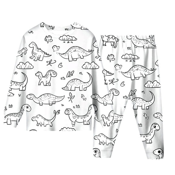 Kids Pajamas Set Coloring Pajamas Long Sleeve Pullover Top With Pajamas Pants For Toddler Girls' Fashion Pajamas Set For Pajama Party 5-6 Years