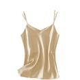 thumbnail image 2 of Mifsaly Plus Size Tank Tops Women Silk Camisole Tops V Neck Satin Sleeveless Shirt Slim Fit Soft Summer Basic Tee Spaghetti Straps Home Sleepwear, 2 of 5