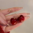 thumbnail image 4 of YANONELRY Cute Sweet Cherry Resin Women Earrings - Y2K Sweet Exquisite Playful Style Trendy Dainty Jewelry - for Women Valentine's Day Earrings Gift, 4 of 6