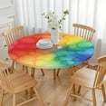 thumbnail image 3 of Colorful Tie Dye Cloud Shape Pattern Round Fitted Tablecloth with Elastic Edge,Dining Table Cover Waterproof,Outdoor Round Tablecloth for Camping,Dining,Indoor and Outdoor, 3 of 7