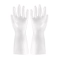 thumbnail image 2 of Guantes de goma reutilizables para lavar platos, para cocina y baño, antideslizantes, largos, con forro flocado, flexibles, resistentes al agua., 2 of 2
