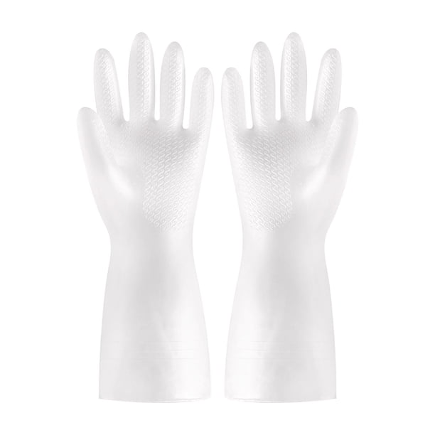 Pisexur Batería de cocina Guantes de limpieza reutilizables de goma para lavavajillas, para cocina y baño, antideslizantes, con agarre, largos, con forro flocado, fle para la cocina del hogar