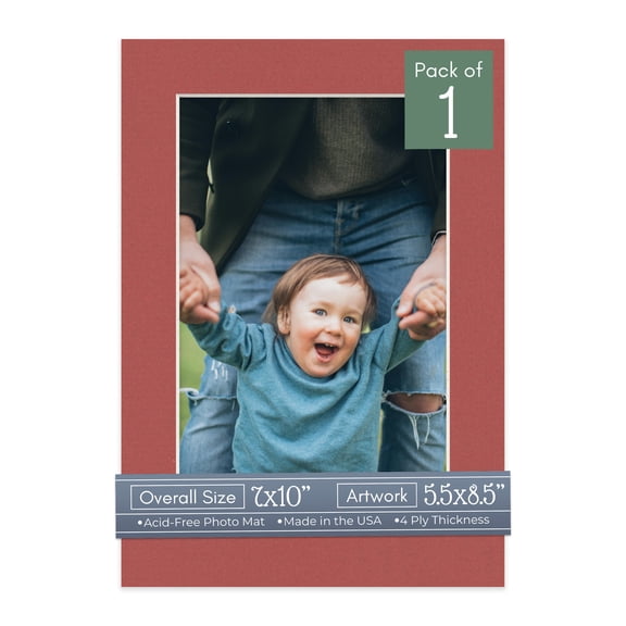 Brick Red Picture Frame Mat for 7x10 Frames - Fits 5.5x8.5 Photos - 1 Mat