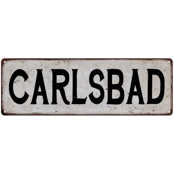 CARLSBAD Vintage Look Rustic Metal 6x18 Sign City State 206180041171