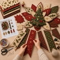 thumbnail image 3 of Festive Quilted Christmas Door Hanging DIY Sewing Kit, Christmas Quilted Bow DIY Kit with Fabric Batting Thread Templates & Instructions, Patchwork Hanging Decor Kit for Door Wall Display, 3 of 9