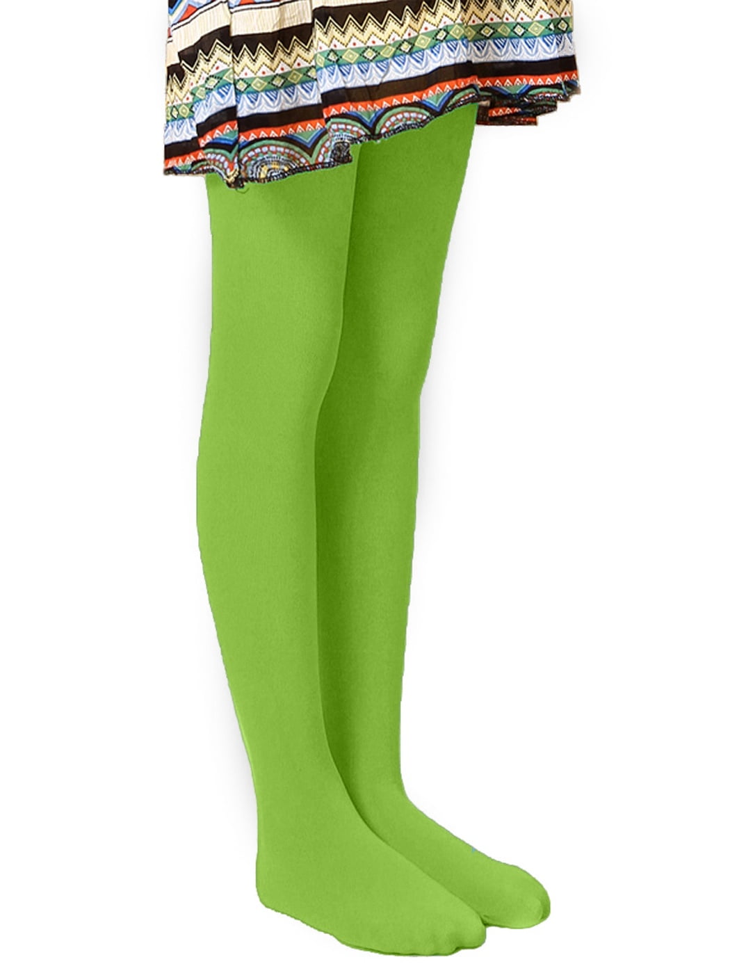 HDE HDE Girl's Stockings Microfiber Opaque Footed Kids Tights (Lime