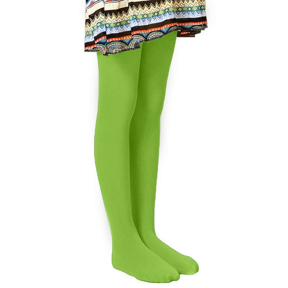 HDE - HDE Girl's Stockings Microfiber Opaque Footed Kids Tights (Lime ...