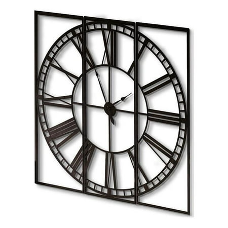 Pemberly Row 60 Square Oversized+ Industrial Wall Clock in Black Metal