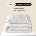 thumbnail image 2 of MR&HM Satin Comforter Queen Set 3pcs, Pintuck Beddding Sets with Comforter and 2 Pillow Shams, Soft Fluffy Silky Comforter for All Season (Queen, Ivory), 2 of 7
