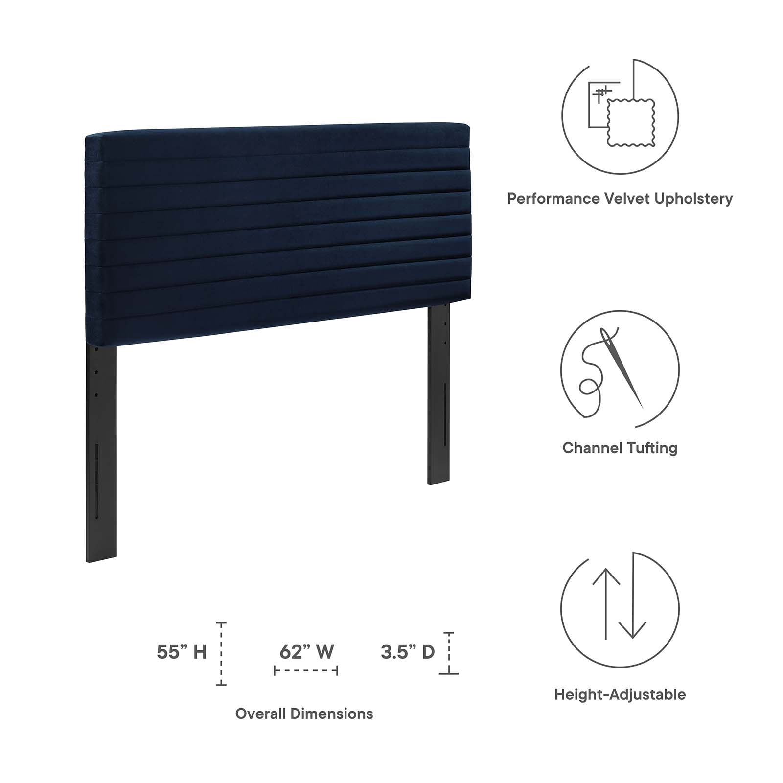 Modway Tranquil Full/Queen Headboard in Midnight Blue