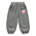thumbnail image 3 of LYHaoo Lightweight Summer Girls Pants With Embroidered Breathable Wide Leg Kids Trousers For Play School Pants for Girls(Green), 3 of 6