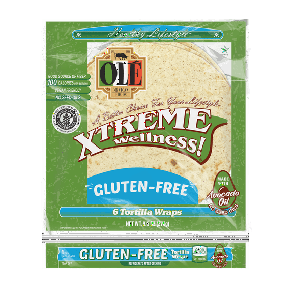 Ole Xtreme Wellness Gluten Free Soft Taco Flour Tortilla Wraps, 9.5 oz, 6 Count ( 1 Pack )