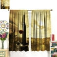 thumbnail image 3 of Wine Curtains, Red Wine Bottle and Glass On Wooden Barrel Dramatic Sunset Agriculture, Bedroom Living Room Kitchen Decorative Curtains 2 Sets of Panels, 42x63 in. Coffee Black, 3 of 6