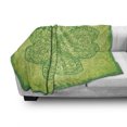 thumbnail image 3 of Irish Soft Flannel Fleece Blanket, Traditional Heart Motifs in Green Tones Monochrome Illustration Swirls, Cozy Plush for Indoor and Outdoor Use, 50" x 60", Green Pale Avocado Green, by Ambesonne, 3 of 6
