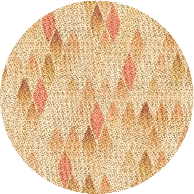 Ahgly Company Tapis Rond Lavable en Machine Intérieur Transitionnel Orange, 6 Pieds Rond