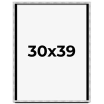 30x39 Frame Brushed Silver Solid Wood Picture Frame | 0.75 Inch Moulding Width | Rabbet Depth 0.75