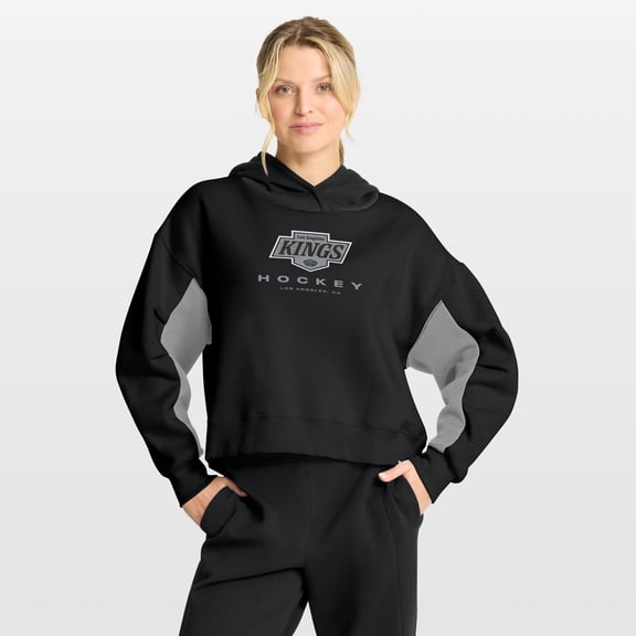 Women's Fanatics Black Los Angeles Kings Back Check Boxy Hoodie