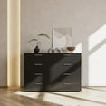 thumbnail image 5 of 8 Drawer Double Dresser, Modern Wood Storage Cabinet for Bedroom & Living Room, Black, 5 of 7