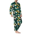 thumbnail image 2 of Naloa Tropical Fruit Men’s Pajamas Set - Long Sleeve Button Down Sleep Shirt and Pajama Bottoms Sleepwear Set-Medium, 2 of 7