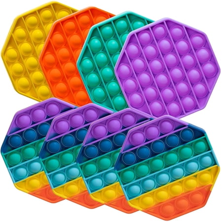 Push Pin Fidget Push Pop Fidget Toy, 8-Pack Push Pop Bubble Fidget, Square and Octagon ...
