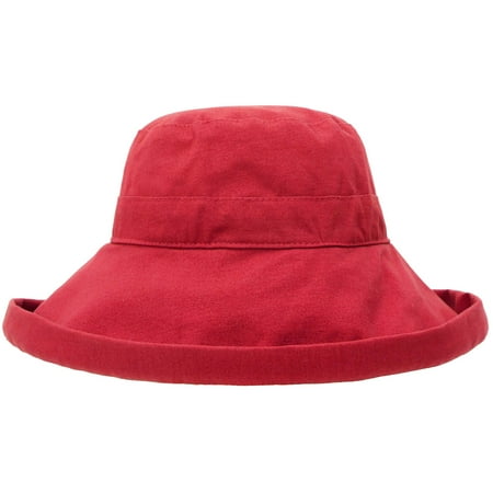 Rei Sun Hat - Women's Cotton Summer Beach Sun Hat with Wide Fold-Up Brim Red
