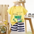 thumbnail image 2 of mgoYE Toddler Clothes Infant Toddler Baby Boy Clothes Outfits,2 Pieces Cute Summer Short Sleeves T-Shirt Tops+Shorts Set 6M-3T|Light Yellow 6-9 Months, 2 of 4