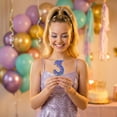 thumbnail image 6 of Birthday Candle Number Purple Glitter Cartoon Creative Party Cake Topper Decoration, Vibrant Numeric Candle for Celebration, Glittering Cake Decor Supplies, 6 of 6