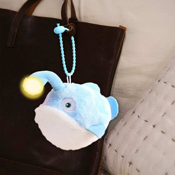 Pez linterna luminoso colgante, lindo pez con boca de beso, pegatina magnética, muñeco adhesivo, muñecos, peces linterna de peluche