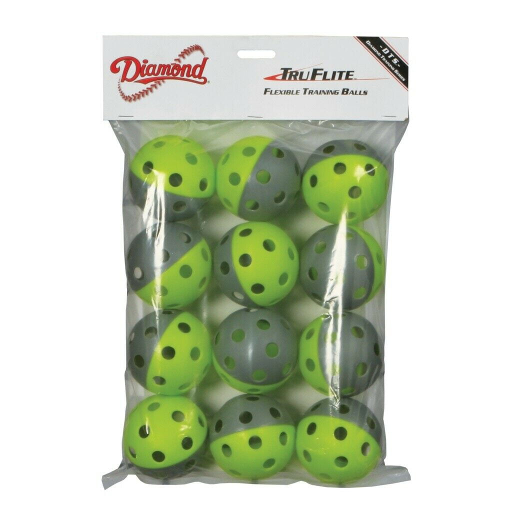 Diamond 6 Gallon Ball Black Bucket with 36 TruFlite Flexible Training Baseballs
