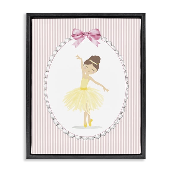 Stupell Industries Eclectic Dainty Dance on Stripes Black Floating Frame Canvas Art, 17 x 21, by Christine Simpson Art