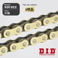 thumbnail image 3 of Cadena para motocicleta D.I.D. 520DZx116L dorado, 3 of 7