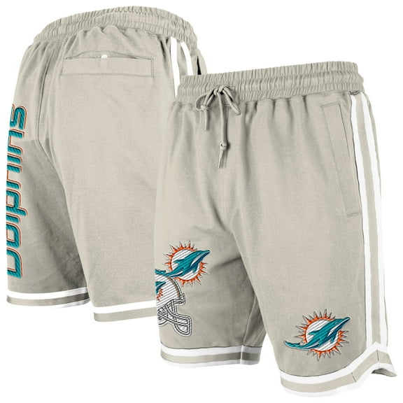 Men's New Era Light Beige Miami Dolphins Stone Multi Patch Shorts