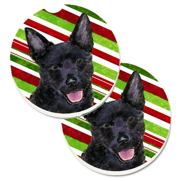 Australian Kelpie Candy Cane Holiday Christmas Set of 2 Cup Holder Car Coasters