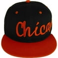 thumbnail image 2 of Chicago City Name Offset Script Snapback Baseball Cap (Black/Red), 2 of 3