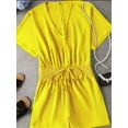 thumbnail image 6 of Womens Spring Summer Romper V‑Neck Bat Sleeve High Waist Casual Short One Piece Jumpsuit Alternative Yellow XL, 6 of 6