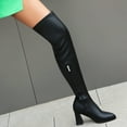 thumbnail image 5 of Black Thick Heel Over The Knee Long Boots Platform Women Casual Fall Winter Fashion Versatile Sweet Cool, 5 of 6